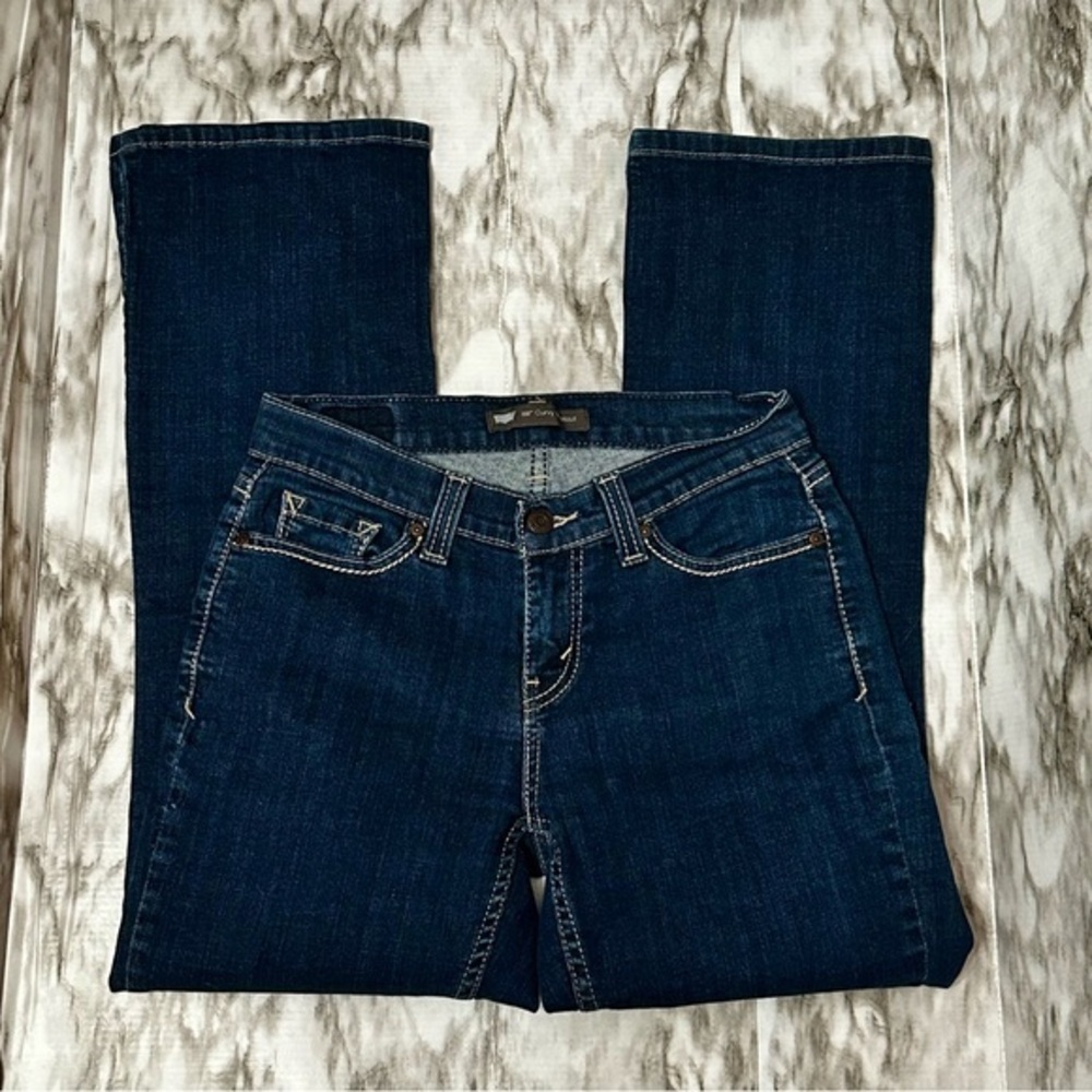 Levi's Classic Blue Boot Cut Jeans Premium Denim Dark Wash Curvy Cowboy Western